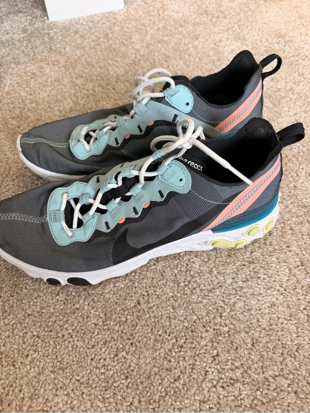 Nike Gray Athletic Sneakers with Mint and Coral Accents